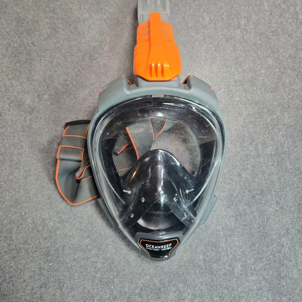 Ocean Reef Full Face Snorkel Mask Grey Orange Wide View Snorkeling Gear Small